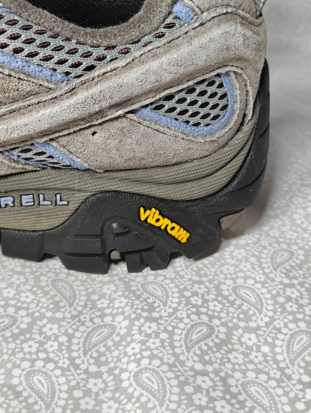 Merrell Women's Moab 2 Waterproof Grey Light Blue Vibram Hiking Shoes Size 7 - Picture 5 of 12